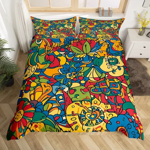 Miniatura 21 de Erosebridal Funda de edredón floral exótica tamaño Queen, juego de ropa de cama bohemio, funda de edredón tribal exótica floral bohemia, flores