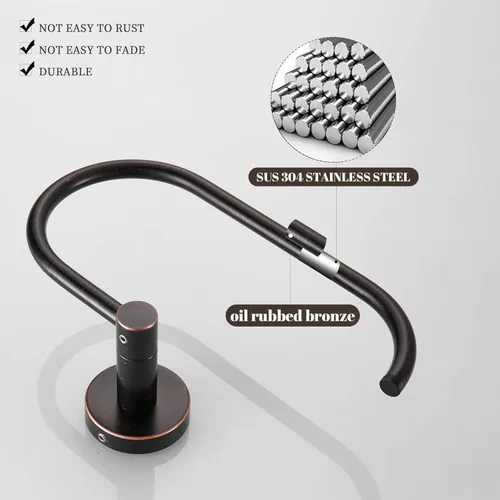 Miniatura 4 de BigBig Home Soporte de papel higiénico de bronce, portarrollos de baño frotado con aceite, soporte de papel higiénico montado en la pared, diseño