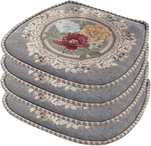 Miniatura 44 de EORNOW Juego de cojines para silla de comedor con lazos, juego de 1/2/4, almohadillas antideslizantes para silla de comedor con funda extraíble