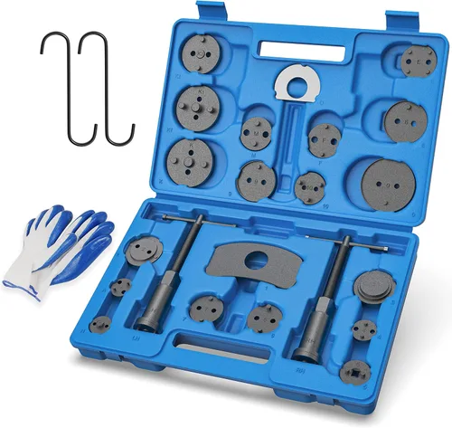 MOSTPLUS Pinza de freno de disco universal, herramienta de respaldo de viento y pistón de compresión Sets-26 piezas (azul)
