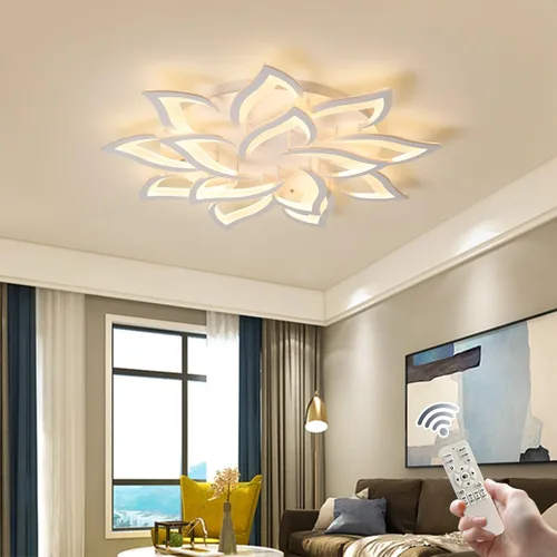 Miniatura 10 de Garwarm Lámpara de Techo LED Moderna, Regulable de 3 Cabezales Cuadrados Accesorio de Lámpara de Techo con Control Remoto, Candelabro de Techo