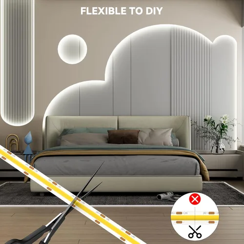 Miniatura 5 de PAUTIX COB - Tira de luces LED de 48 pies súper brillante, 504 LEDs/m blanco natural 5000K CRI90+ cinta LED flexible de 24 V para gabinete, hogar