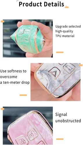 Miniatura 6 de SANRILY Funda para llavero de TPU con patrón de jade para Land Range Rover Discovery Rover Sport 2018 2019 y Jaguar XF 2021, accesorios para llaves