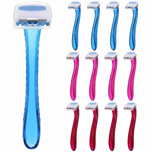 Honoson 12 maquinillas de afeitar desechables para mujer, recortadora de línea de bikini, afeitadora pequeña tipo T, accesorios de viaje duraderos,