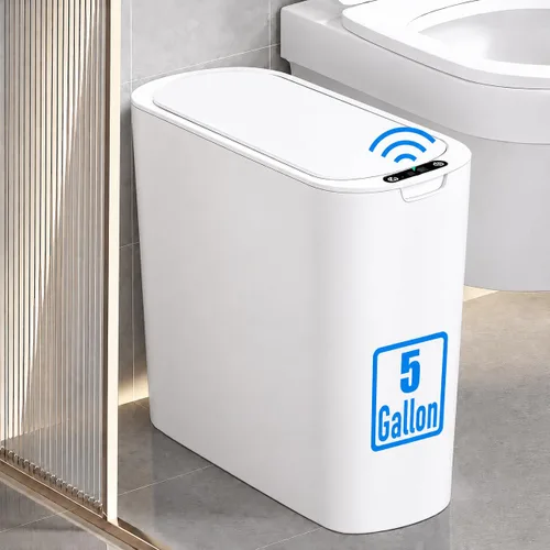Miniatura 10 de TIPGO Cubo de basura de 5 galones con sensor de movimiento para baño con tapa, cubo de basura automático sin contacto, cesta de basura inteligente