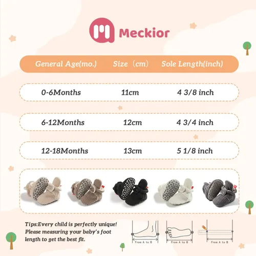 Miniatura 6 de Meckior - Calzado de invierno de polar cálido para recién nacidos, pantuflas para los que empiezan a caminar, para niños y niñas