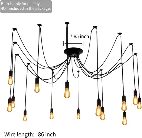 Miniatura 6 de Lámpara de araña colgante de araña, lámpara Edison de 14 brazos, vintage, industrial, steampunk, techo colgante multi DIY