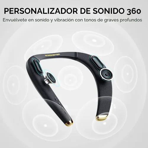 Monster Boomerang Petite - Altavoces Bluetooth con banda para el cuello, altavoz de cuello con 15H de tiempo de reproducción, sonido estéreo 3D de