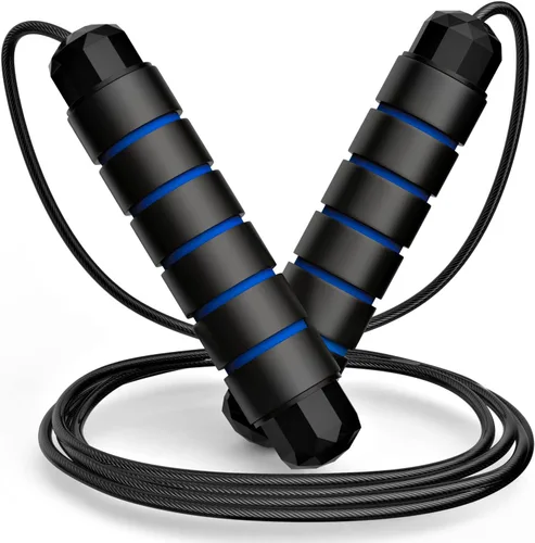 Miniatura 15 de Cuerda de saltar sin enredos de velocidad rápida, cable de salto con rodamientos de bolas para mujeres, hombres y niños, cuerda de saltar de acero