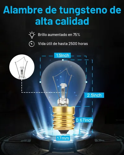 Miniatura 4 de Bombilla de lava de 25 vatios, base intermedia E17, paquete de 6 bombillas de repuesto originales de lava para lámpara de lava de 14.5 pulgadas
