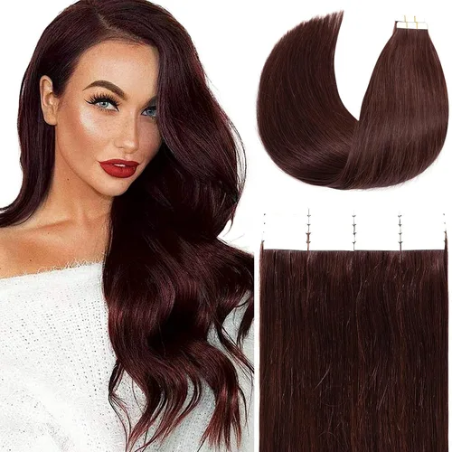 Miniatura 38 de Loxxy Extensiones adhesivas de cabello humano de 12 pulgadas, extensiones de cabello humano real color negro azabache, con cinta adhesiva de trama