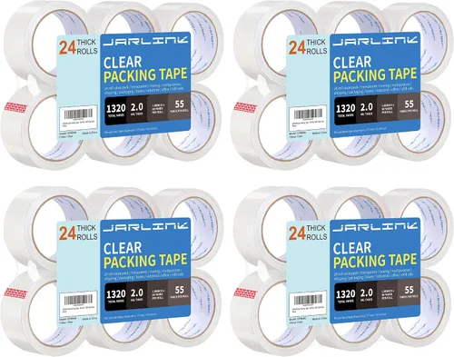 Miniatura 11 de JARLINK Cinta de embalaje transparente (12 rollos), cinta de embalaje resistente para embalaje de envío, sellado en movimiento, 1.88 pulgadas