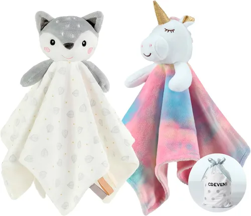 Miniatura 31 de CREVENT - Manta de felpa acogedora para bebé, mantita de seguridad con caras de animales para niños pequeños, regalo para bebés recién nacidos