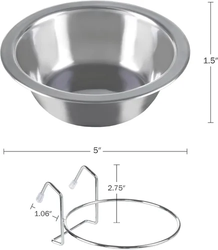 Miniatura 7 de petmaker Tazones para mascotas colgantes de acero inoxidable para perros y gatos - Jaula, perrera y alimentador de canastas para alimentos y agua