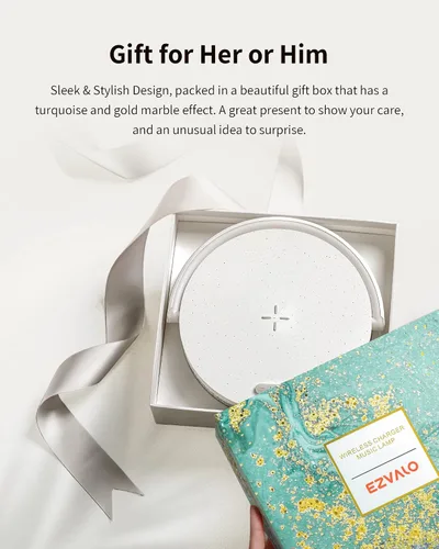 Miniatura 10 de Regalos de cumpleaños Ezvalo para mujeres, lámpara de mesa con música y cargador inalámbrico, lámpara de mesita táctil 4 en 1, altavoz Bluetooth