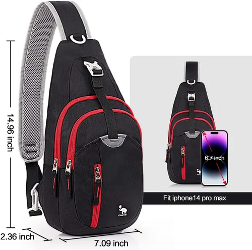 Miniatura 2 de Kimlee bolsa bandolera multifuncional de una sola banda cruzada para hacer senderismo o ciclismo Negro