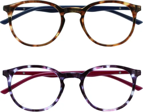 Miniatura 29 de OPULIZE MET - Lentes de lectura con bloqueo de luz azul para mujeres y hombres, marco redondo delgado con bisagras de resorte, resistentes a los 1