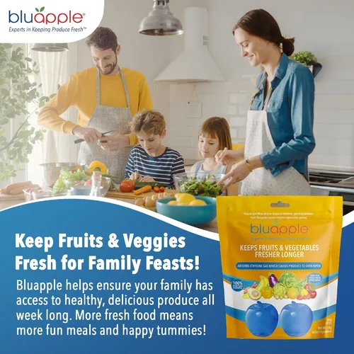 Miniatura 5 de Bluapple Produce Saver Absorbedor De Gas Etileno, Paquete De 2: Mantiene Las Frutas Y Verduras Frescas Por Más Tiempo En El Refrigerador Y Fruteros