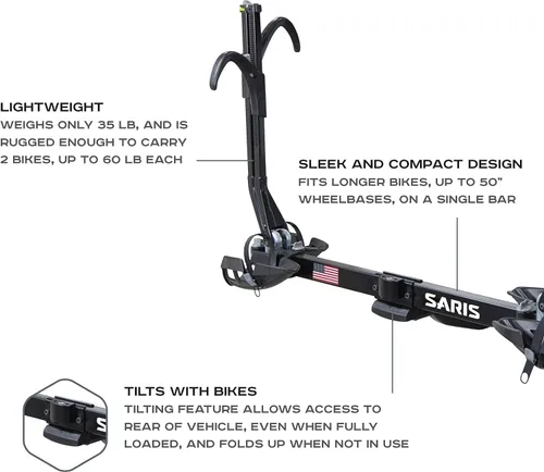 Miniatura 2 de Saris SuperClamp Soporte de enganche – Soporte de bicicleta ligero para automóvil, SUV, camión y RV – Diseño inclinable, contacto de marco cero, se
