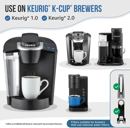 Miniatura 7 de Caffenu Kit de limpiador y descalcificador compatible con Keurig. Solución de descalcificación de 2 usos, 3 cápsulas de limpieza y 2 filtros