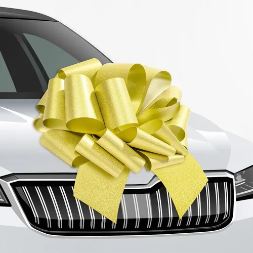 Miniatura 3 de LeZakaa Lazo de regalo dorado de 12 pulgadas, lazo gigante con purpurina, lazo para automóvil, lazo grande gigante para decoración de regalos