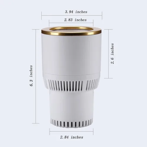 Miniatura 7 de Portavasos para automóvil con enfriador de bebidas, calentador inteligente de tazas, soporte para vasos 2 en 1 para automóvil (blanco con dorado)