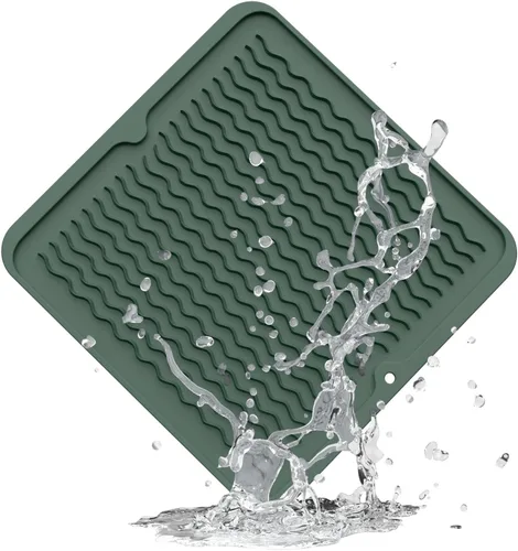 Miniatura 60 de ZLR 2 bandejas de silicona para fregadero (6 x 12 pulgadas/6.024 x 12.008 in) - Soporte estrecho para esponja para encimera de cocina - Tapete Negro