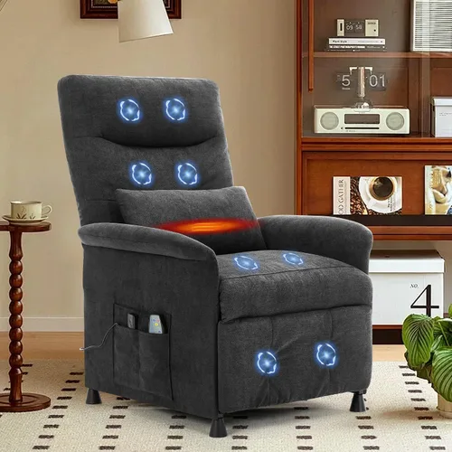 Silla reclinable eléctrica para adultos con masaje de calor y vibración, sofá reclinable eléctrico con soporte lumbar, sillón reclinable ajustable