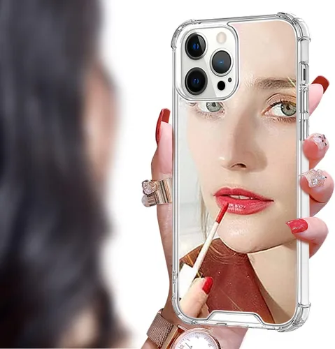 Miniatura 8 de Funda con espejo para iPhone 13 Pro Max para mujer con diamantes de imitación brillantes, espejo adhesivo para funda de teléfono, cubierta de espejo