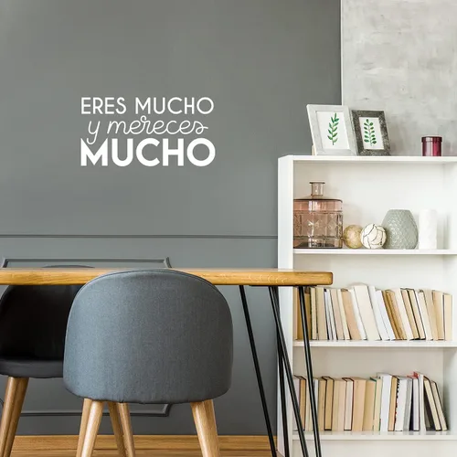 Miniatura 2 de Eres Mucho Y Mereces Mucho/You are A Lot and You Mererve A Lot - 13 x 25 pulgadas - Pegatina motivadora con cita española para dormitorio, armario