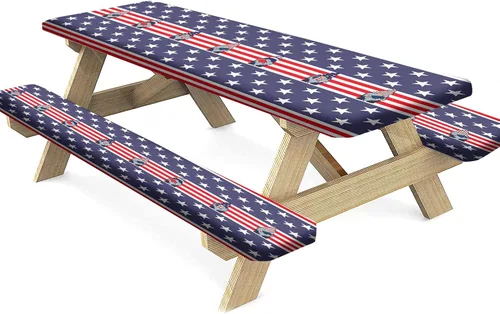 Miniatura 8 de Mantel ajustable para mesa y banco de pícnic de Halloween, diseño de fantasma, impermeable, 28 x 72 pulgadas, juego de 3 piezas, mantel ajustable al