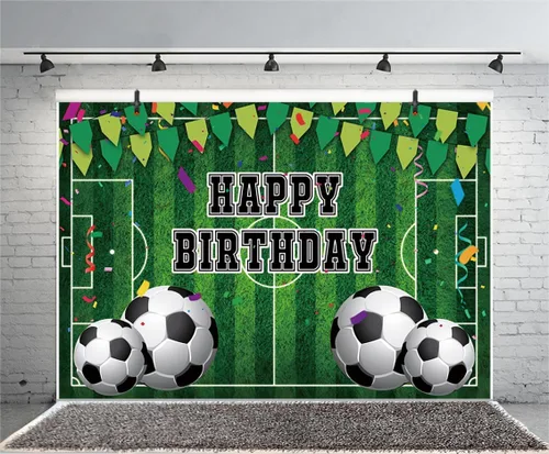Miniatura 3 de Telón de fondo de fútbol de 5 x 3 pies para niños, fiesta temática de fútbol, fondo de fotografía, campo de fútbol, fiesta de cumpleaños para niños