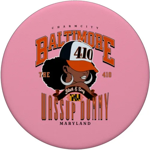 Miniatura 3 de 410 Código de área Baltimore Maryland Flag Blaq Girl Bmore Pride PopSockets estándar PopGrip