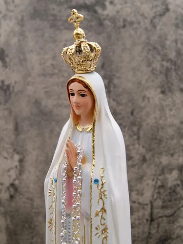 Miniatura 8 de Estatua de Nuestra Señora de Fátima con ojos de cristal de 12 pulgadas fabricada en Portugal