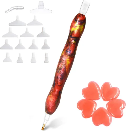 Praise V Do Kit de herramientas de accesorios de taladro de pintura de diamante, 5D hecho a mano con diamantes para taladro, puntas de lápiz Rojo