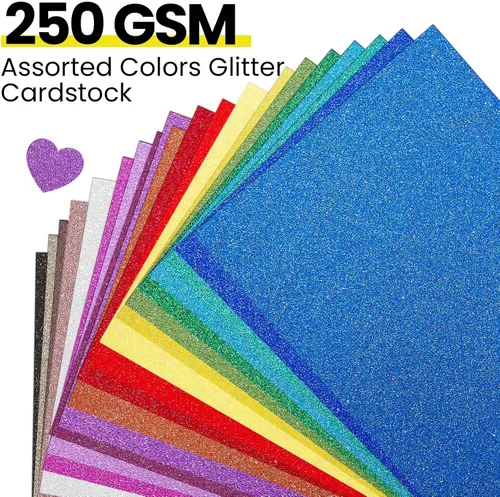 Miniatura 3 de Zhanmai 160 hojas de cartulina con purpurina, 20 colores, papel grueso con purpurina para el regreso a la escuela, suministros para manualidades