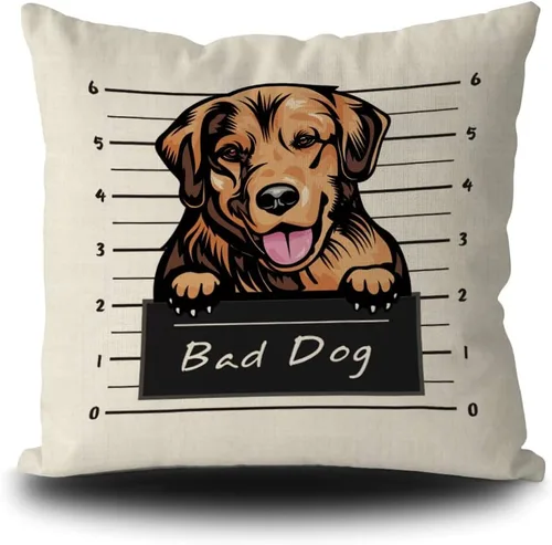 Miniatura 6 de Fundas de almohada de perro pastor alemán de 16 x 16 pulgadas, decoración de animales de perro malo, fundas de almohada de lino para sofá