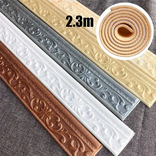 Miniatura 3 de Queenbox Borde de pared de 3 x 90 pulgadas con moldura floral 3D, papel tapiz adhesivo decorativo para pared, para bricolaje, hogar, habitación