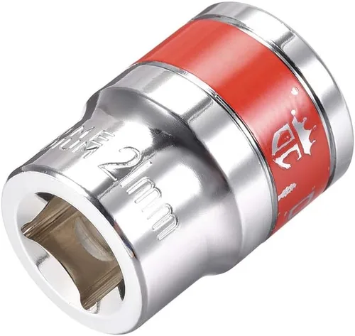 Miniatura 11 de uxcell Unidad de 1/2 pulgada por enchufe poco profundo de 0.315 in con banda roja, Cr-V, 6 puntos, métrico