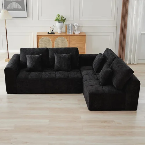 Miniatura 45 de Sofás modulares deshuesados de 140 pulgadas para sala de estar, sofá modular modular de nube comprimida, sofá moderno en forma de U de 9 plazas Gris