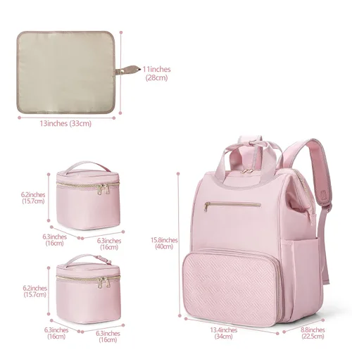 Miniatura 8 de Fasrom Mochila portátil para sacaleches con enfriador y bolsa de mano, compatible con bombas manos libres Momcozy Medela y Elvie, color rosa