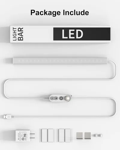 Miniatura 7 de ASOKO Sensor de movimiento regulable LED debajo del gabinete, barras de luz LED enchufables de 12 pulgadas, barra de luz blanca cálida de 2700 K