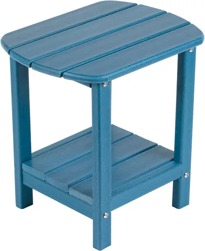Miniatura 11 de Mesa auxiliar nalone Adirondack 16.5" Mesa lateral de exterior de plástico HDPE Doble mesa auxiliar Adirondack Mesa pequeña para patio (Aruba)