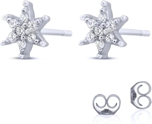 Miniatura 2 de La Joya Aretes de diamante TW delicados de 13 quilates cultivados en laboratorio para mujer, aretes de plata de ley 925 para mujer