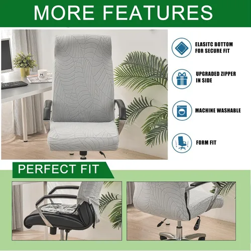 Miniatura 3 de CRFATOP Funda elástica para silla de oficina de computadora con cremallera duradera, funda para silla de escritorio giratoria universal, respaldo