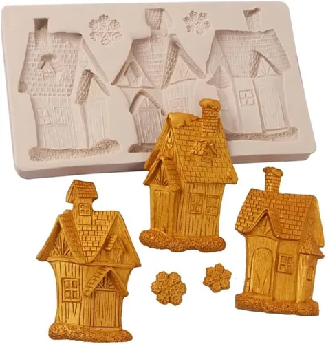 Cestony Christams - Moldes de silicona para casa de jengibre, para bricolaje, pasteles, fondant, galletas, jabón, pudín de azúcar, chocolate,
