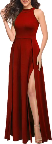 Miniatura 3 de MUSHARE Vestido largo formal sexy con cuello halter para mujer