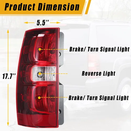 Miniatura 2 de Luz trasera derecha del lado del pasajero Boine Compatible con 2007-2014 Chevy Tahoe Suburban 1500 2500 Carcasa de luz trasera de freno Reemplaza