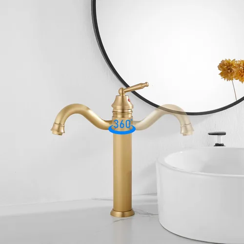 Miniatura 8 de Grifos de lavabo de baño de un solo mango, de cuerpo alto, acabado de latón antiguo con secador desplegable sin desbordamiento