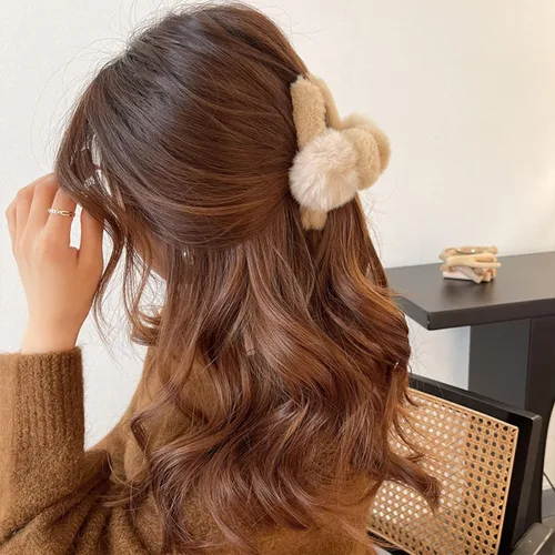 Miniatura 6 de Lindas pinzas de pelo para cabello rizado, elegante y esponjoso, pelo sintético, clip grande para cabello fino y largo, antideslizante, para mujeres